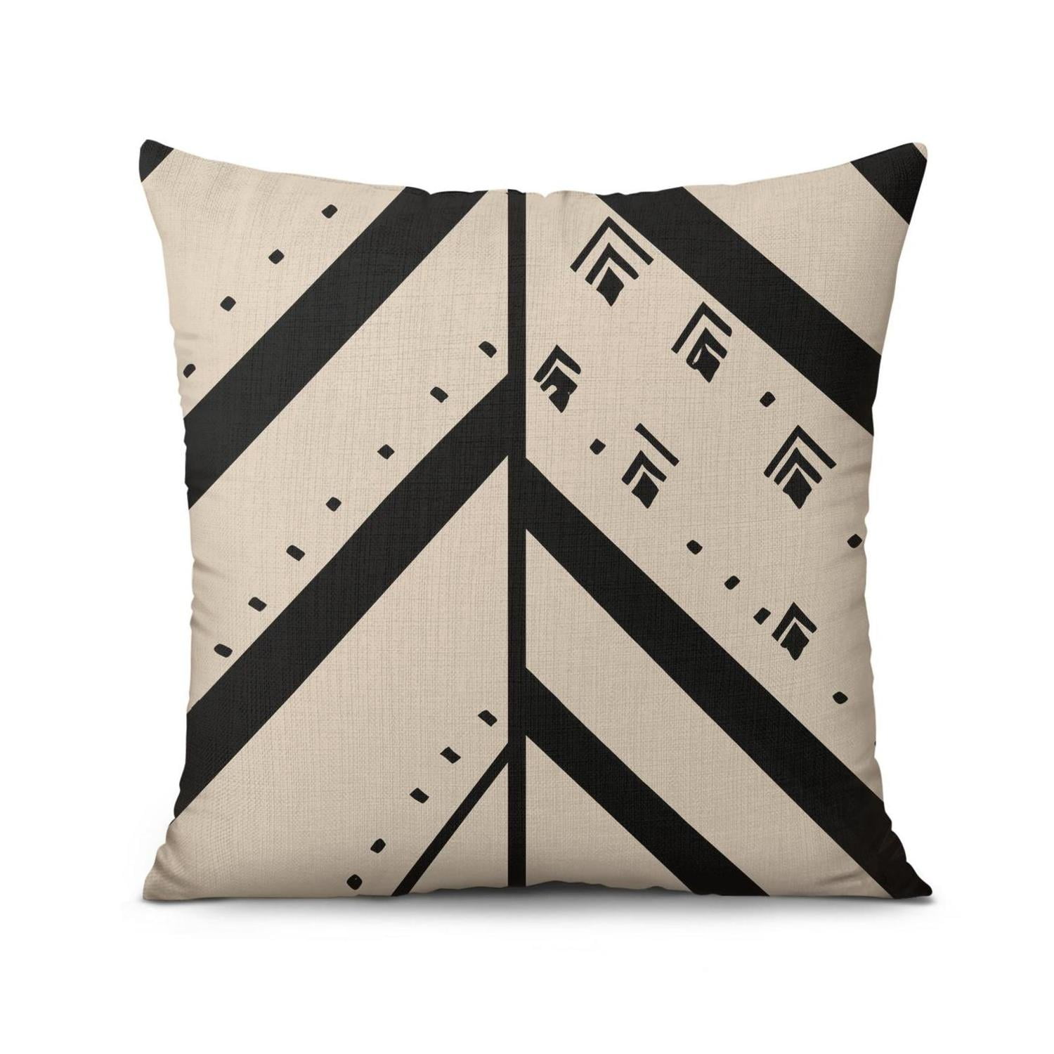 Black and White Geometric Lines Of Borders Decor Throw Pillow Covers 16 X 16 Inch, Set Of 4, Linen Study Sofa Cushion Cover Indoor Living Room Home Decor