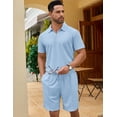 thumbnail image 3 of COOFANDY Men' 2 Piece Tracksuit Outfits Polo Shirt and Shorts Set Quarter Zip Shirt and Elastic Waist Shorts Summer Causal, 3 of 6