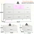 thumbnail image 6 of Dresser for Bedroom with LED Lights Chest of Drawers with Charging Station 8 Drawers Fabric Dresser,White, 6 of 9