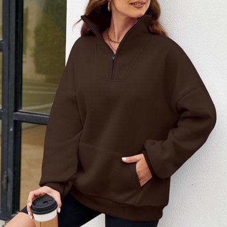 SIYUDAN Adult Women'S Sweatshirt Womens Long Sleeve Sweatshirt Zipper Sweatshirt Coffee Pullover Womens Sweatshirt Winter Womens Clothes Teens Clothes