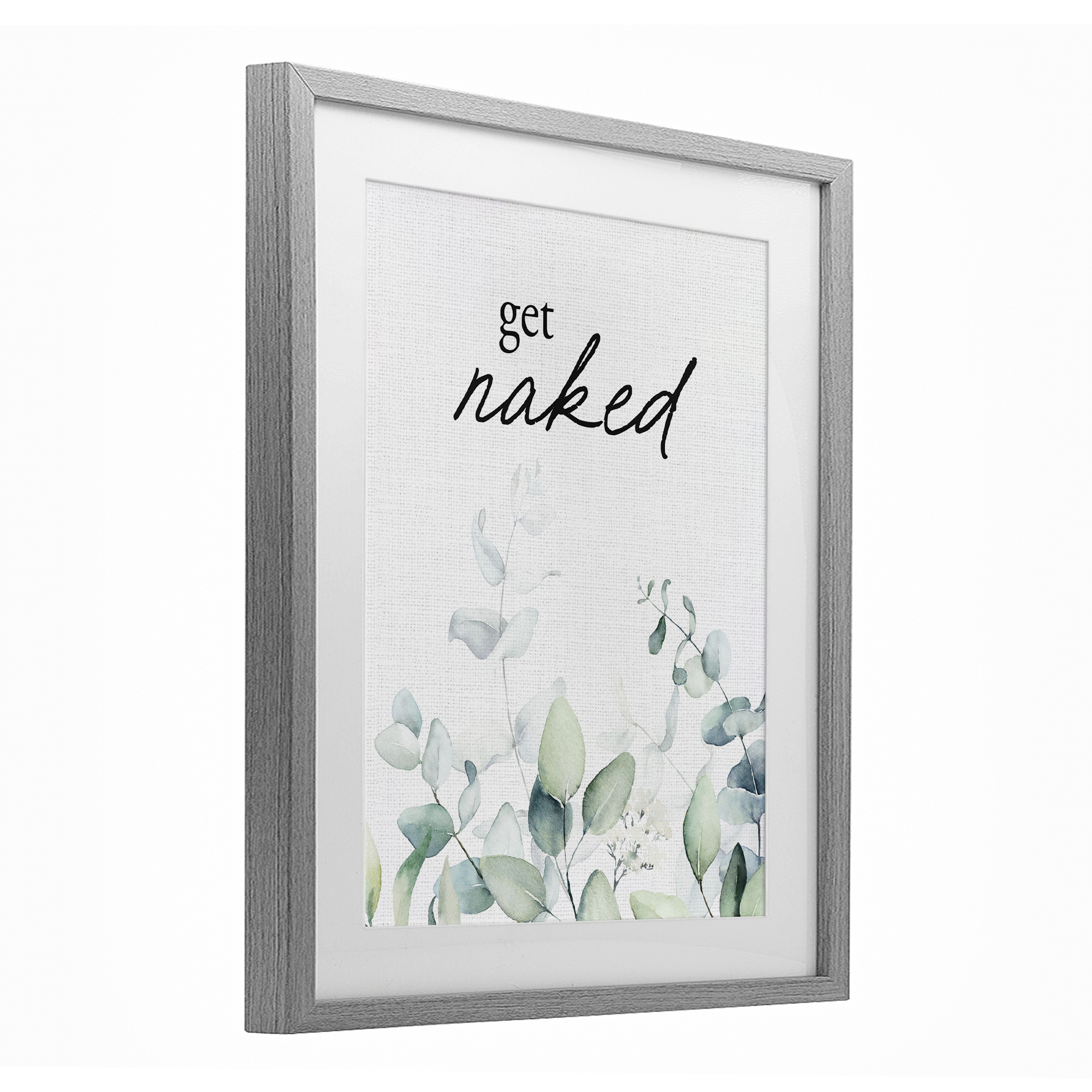 Get Naked Minimal Herbs Gray Framed Print Under Glass, design by Lettered and Lined