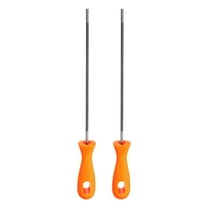 Uxcell 2pcs Chainsaw File 5/32"(4mm) Chrome Steel Double Cut Round Rasp with Plastic Handle for Chain Saw Polishing