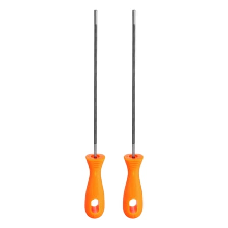 Uxcell 2pcs Chainsaw File 5/32"(4mm) Chrome Steel Double Cut Round Rasp with Plastic Handle for Chain Saw Polishing