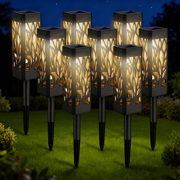 8 outdoor solar lamps, waterproof solar LED landscape street lamps