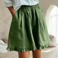 thumbnail image 2 of Shorts for Women 2026 Summer Elastic Waist Wide Leg Ruffle Hem Flowy Casual Beach Shorts with Pockets, 2 of 7