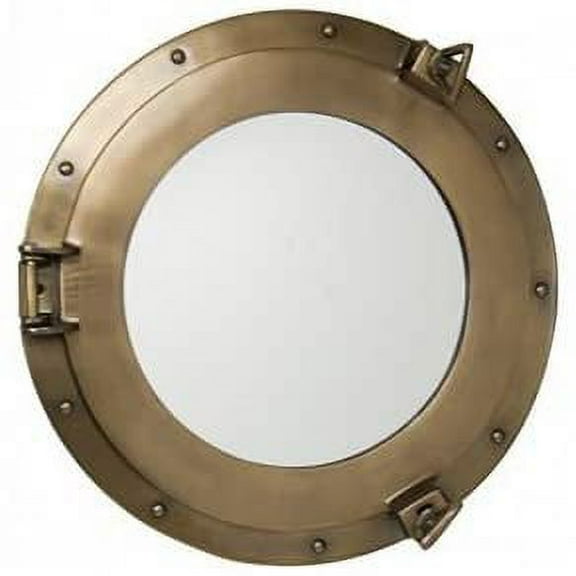 Nagina International RedSkyTrader 15" Aluminum Porthole Window with Brown Finish - Nautical Ship Decor