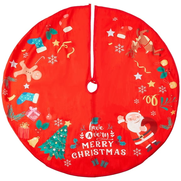 34 inch Christmas Tree Skirt Gnomes Snowman Snowflake Santa Claus Reindeer Xmas Tree Mat Red Green Farmhouse Xmas Ornaments