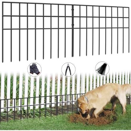 31ft(L) x 13in(H) Animal Barrier Fence, 22 Panels No Dig Garden Fence for Dog Rabbit, Rustproof Anti Digging Barrier, Garden Edging Border Ground Defense for Outdoor, Yard, Patio