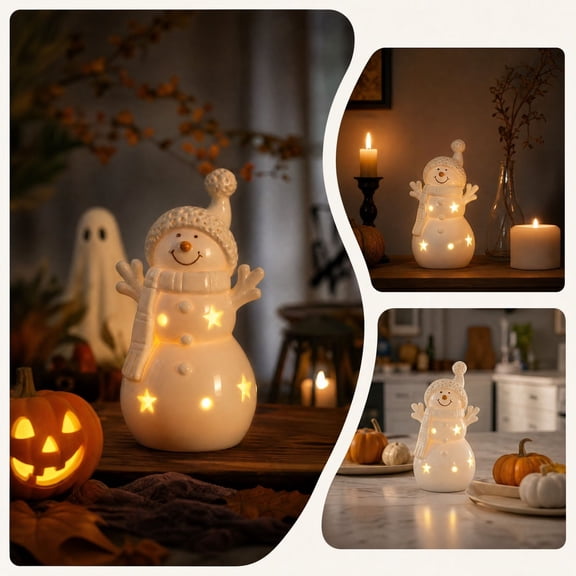 Snowman, Ceramic, LED