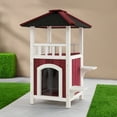 thumbnail image 2 of Pefilos 41" 2-Story Wooden Cat House with Asphalt Roof and Rain Curtain, Outdoor Cat Shelter, Feral Rainproof Kitty Cat Condo, Red, 2 of 7