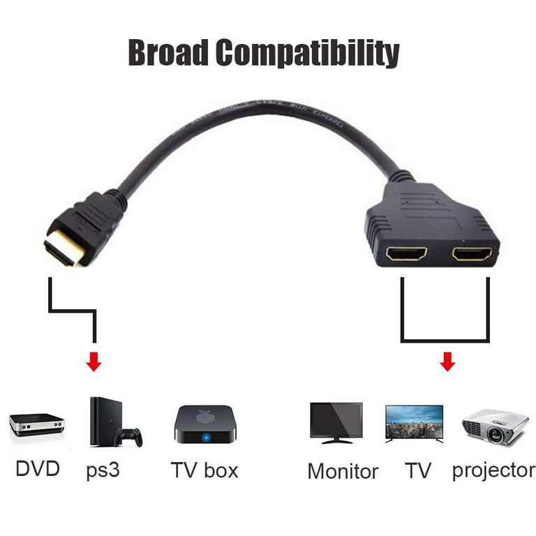 1080P HDMI Male to Dual HDMI Female 1 to 2 Way HDMI Splitter Adapter Cable  for HDTV Signal One in Two Out