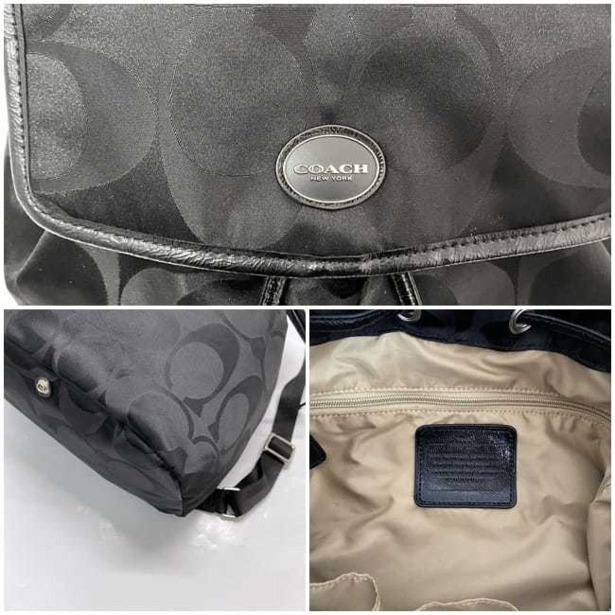 Pre-Owned Coach Backpack ec-22300 Black Signature F77350 