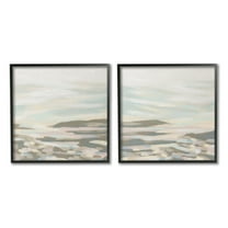 Stupell Industries Brushed Desert Landscape Abstract Painting Black Framed Art Print Wall Art, 17 x 17, Set of 2