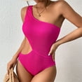 thumbnail image 5 of Edvintorg Women's Swimsuits Sexy One Shoulder One Piece Bathing Suits Solid Color High Cut Swimsuit Slimming Swimwear, 5 of 7
