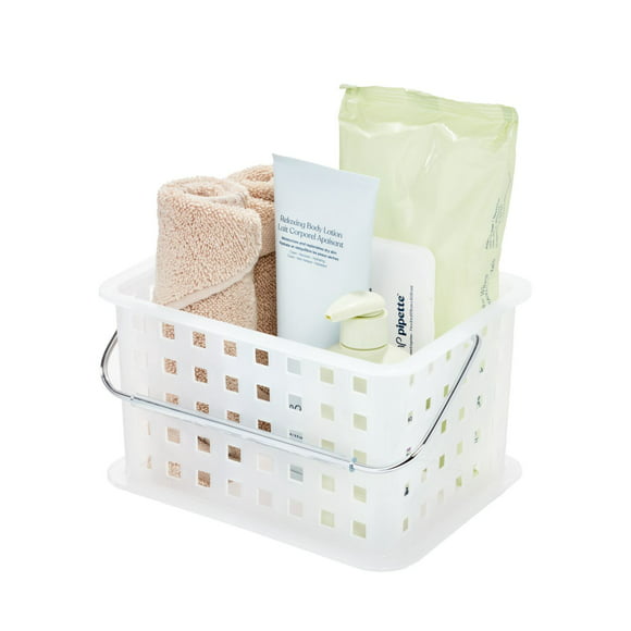 iDesign Frost BPA-Free Recycled Plastic Small Stackable Basket, 9.2" L x 6.8" W x 5.2" H
