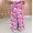 Pink, variant on Hello Kitty Cute Coral Fleece Sleep Pants for Women, Cartoon Print Warm Loungewear