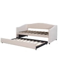 thumbnail image 4 of Harper & Bright Designs Twin Size Upholstered Daybed with Trundle, Velvet Sofa Bed with Headboard and Armrest for Living Room, Beige, 4 of 16