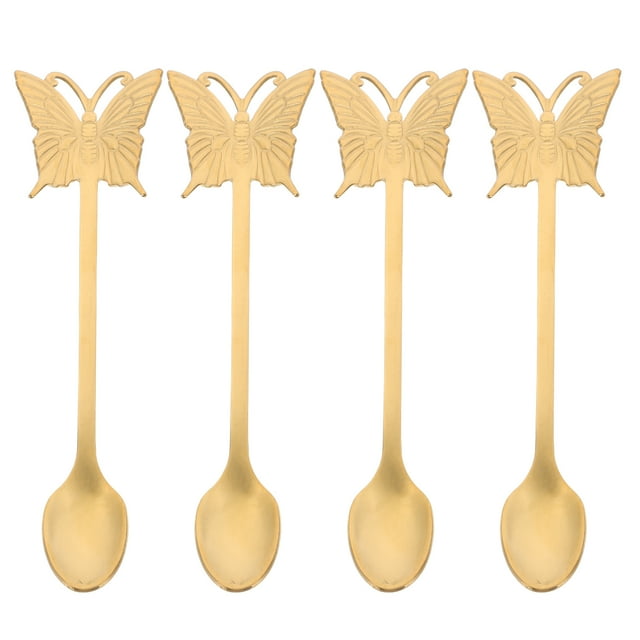 EeaseMX 4 cucharas de acero inoxidable con mango largo para postre y ensalada, ideales para el hogar.