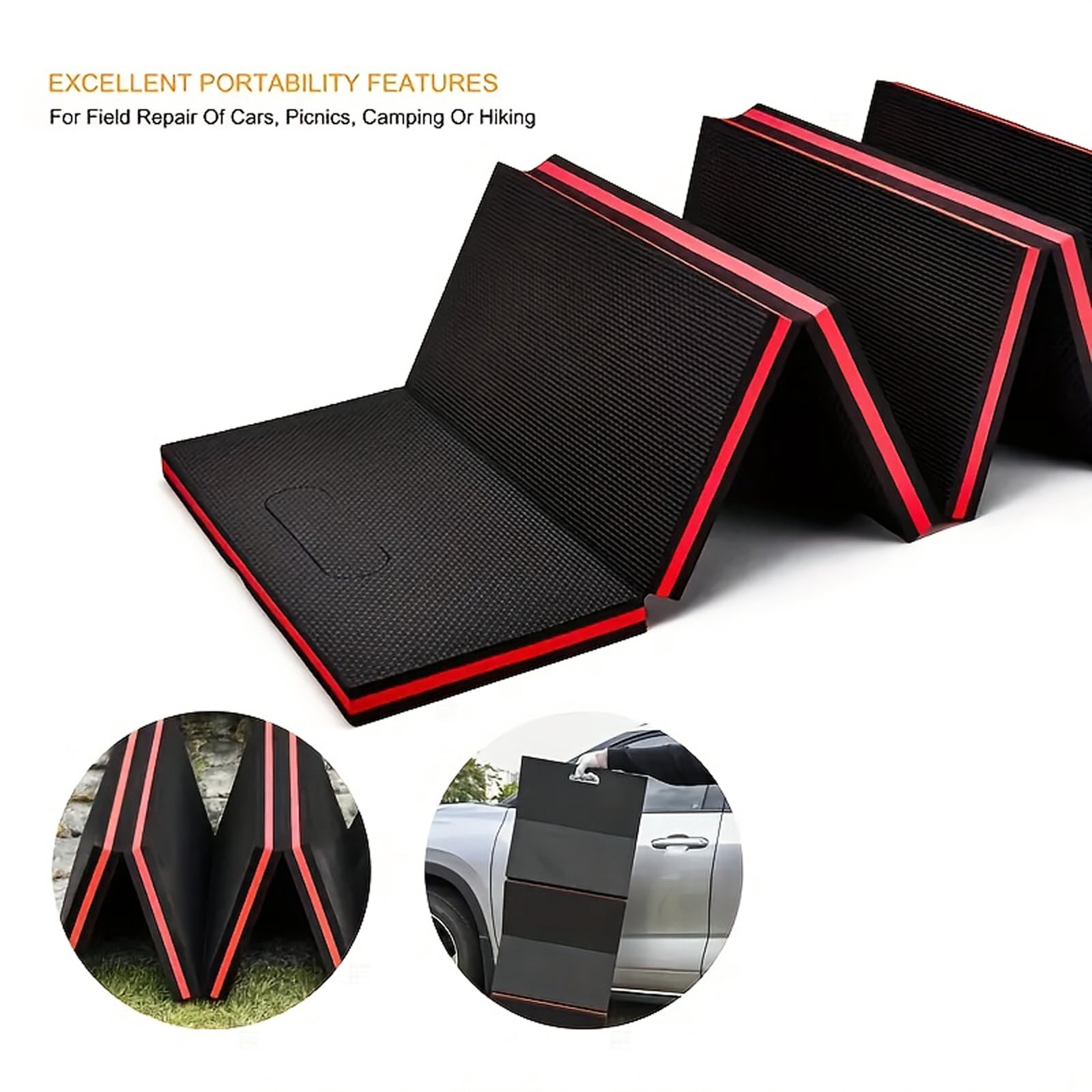 Folding Kneeling Pad with Carry Handle, Heavy Duty Mechanic Kneeling Mat and Work Mat, Waterproof Non Slip EVA Foam Pad for Garage, Workshop and Garden