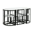 thumbnail image 6 of EUROCO 53.5"L Modern 7-Piece Dining Table Set with Faux Marble Compact, Kitchen Table Set for 6, Black+White, 6 of 11