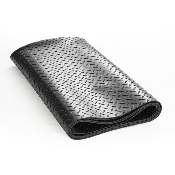 SKYSHALO Diamond-Patterned SBR Rubber Mat Roll, 3 mm Thick, 4 ft Wide, 8 ft Long, Ideal for Garage and Gym Floors, Black, Simple Maintenance, Durable Matting for Vehicle Parking and Industrial Use