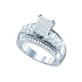 thumbnail image 1 of Sterling Silver Womens Round Diamond Cluster Bridal Wedding Engagement Ring 5/8 Cttw, 1 of 1