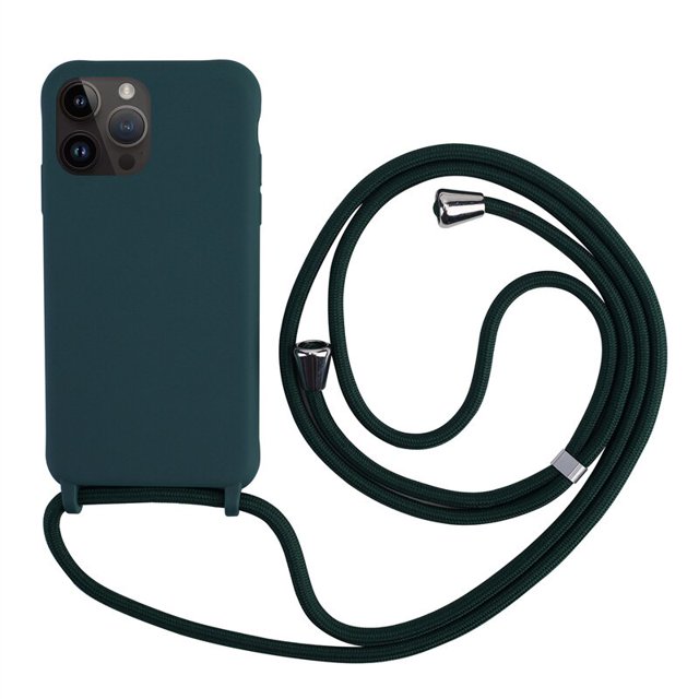 Funda de teléfono con correa de collar cruzado para iPhone 14 Plus 13 12 Mini 11 Pro XS Max XR X funda trasera de TPU suave de silicona Fivean unisex