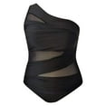 thumbnail image 4 of QHFBli Women Mesh One Piece Swimsuit - Tummy Control One Shoulder Bathing Suit Cut Out Swimwear, 4 of 8