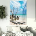 thumbnail image 4 of Driftwood Tapestry, Seascape Theme Branches on the Sandy Beach of Cuba and the Sky Image, Wall Hanging for Bedroom Living Room Dorm Decor, 60W X 80L Inches, Turquoise Sky Blue, by Ambesonne, 4 of 5