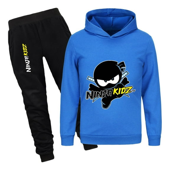 Ninja Kidz 2-Piece Tracksuit for Boys and Girls Hoodie and Jogger Pants Set – Kids Cartoon Loungewear and Playwear Outfit