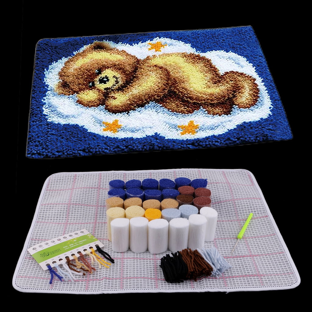 Latch Hook Rug Kit DIY Cushion Blanket Making for Kids Beginners 50x40cm/50x36cm 