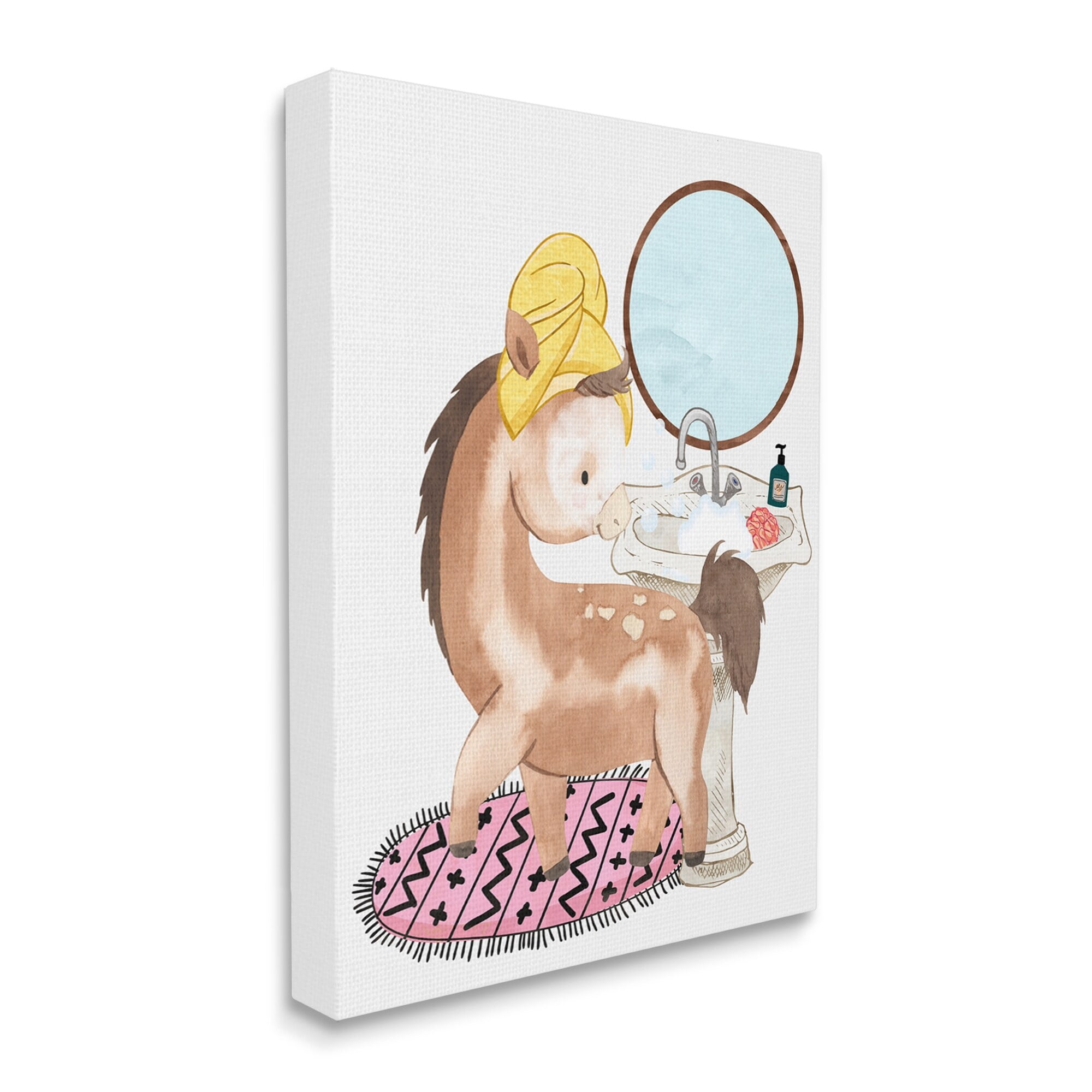Stupell Industries Children's Horse Bubbly Bathroom Sink Wash Hands, 24 x 30,Design by Erica Billups
