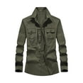 thumbnail image 2 of Men's Fishing Shirt Button Down Long Sleeve Work Shirt Tactical with Pockets Breathable Sun Protection for Hiking Casual Outdoor, 2 of 9