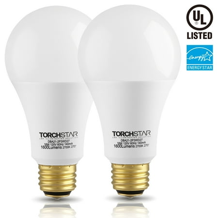 Led Three Way Lightbulbs TORCHSTAR 2 Pack 3 Way A21 LED Light Bulb, 40/60/100W Equivalent,ENERGY STAR + UL-listed, 2700K Soft White, E26 Medium Screw Base ()