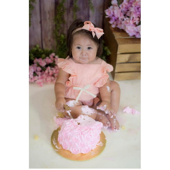 Laurenza's Baby Girls Salmon Pink Summer Cotton Frill Romper 12-18M