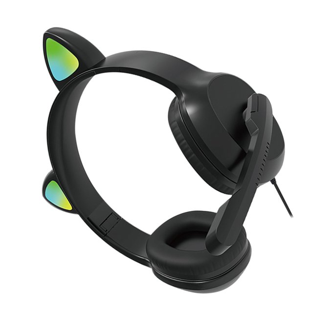 Methold G19 Pink Cat Ear Cute Girl Auriculares para juegos con micrófono Reducción de ruido Estéreo Música RGB Flash Light Auriculares con cable Cables de audio/vídeo Negro