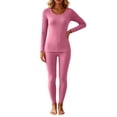 thumbnail image 5 of Edvintorg Matching Sets Women Plus Size Fashion Crew Neck Long Sleeve Top and Pant Thermal Fleece Outfits 2 Piece Loungewear Women Clothing Hot Pink XS, 5 of 9