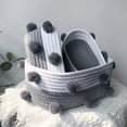 thumbnail image 2 of Tuphregyow 3-Piece Set of Decorative Woven Cotton Rope Storage Baskets for Desk, Home, or Office - Ideal for Organizing Snacks, Keys, Cosmetics, Toys, and Small Items Gray, 2 of 9
