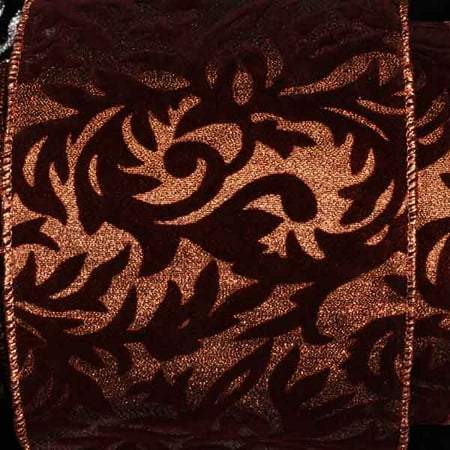 Copper and Brown Chicago Velvet/Lamé Wired Craft Ribbon 5