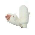 thumbnail image 2 of C.C Women's Faux Fur Wrist Length Fingerless Sherpa Lined Convertible Mittens Gloves, Ivory, 2 of 3