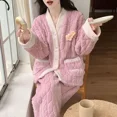 thumbnail image 3 of Conjuntos de pijamas cálidos de invierno para mujer, ropa de dormir de franela gruesa de lana de Coral, ropa de casa Kawaii, ropa de dormir de manga larga, 3 of 5