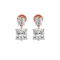 thumbnail image 3 of IGI Certified 4 Carat Cushion Shape Lab Grown Diamond Earrings | 14K Rose Gold | Sparkling Cascades Dangling Lab Diamond Earrings | Prong Setting | FG-VS1-VS2 Quality Friendly Diamonds, 3 of 5