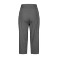 thumbnail image 4 of Wutalume Women's Fashion Solid Color Pocket Capri Pants with Split Hem High Waist Yoga Sports Casual Summer Beach,Dark Gray S, 4 of 6