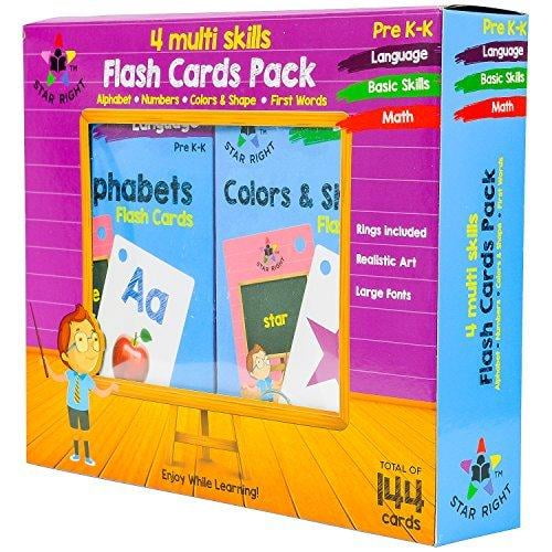 Star Right First Words Flash Cards with Realistic Art with 1 Ring for Ages Pre-K & K 36 Cards 