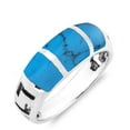 thumbnail image 3 of Greek Key Maze Blue Turquoise Sterling Silver Ring-8, 3 of 4