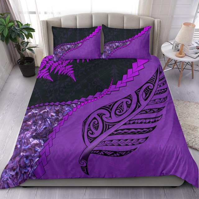 Juego de cama Paua Shell Maori Silver Fern, Violeta