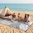 thumbnail image 3 of LUOVEN Waterproof Reversible Outdoor Rug 9x12 Plastic Straw Patio Rug for RV, Camping, Deck, Garden, Backyard, Porch, Gray & White, 3 of 8