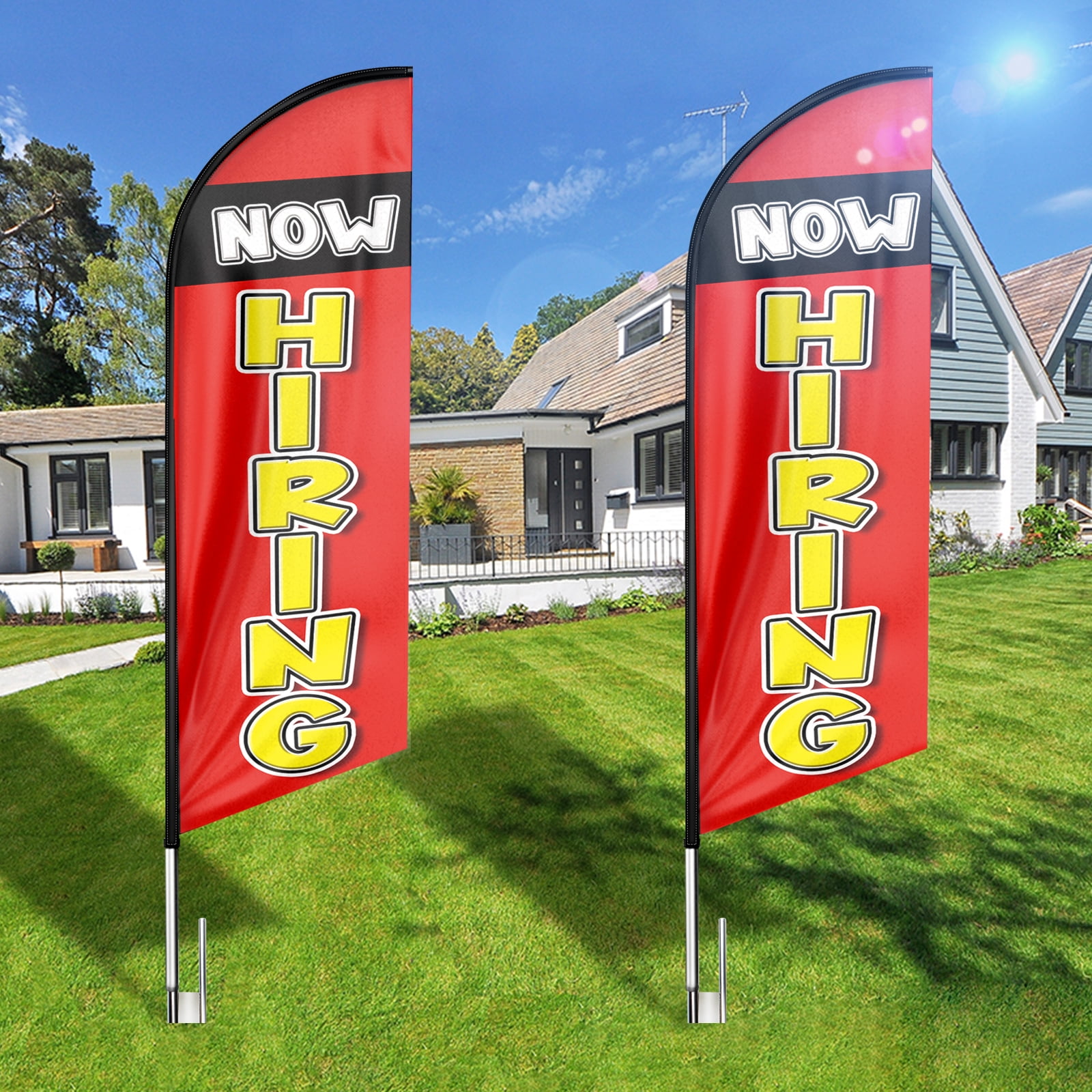 Now Hiring Sign Feather Flag,8FT Now Hiring outdoor advertising flag, Now Hiring Business Sign,Now Hiring Swooper Flag（FLAG ONLY）