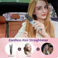 thumbnail image 2 of Foldable Mirror Brush Mini Portable Travel Cordless Negative Ionic Hair Straightener Brush and Curler 2 in 1 - Hot Comb Pink, 2 of 16