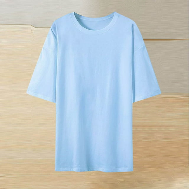 Liquidation & Promo, T-shirt à Manches Courtes et Col Rond d'Été pour Femmes, Mode Décontractée Imprimée avec Boutons pour Usage Quotidien, Style Décontracté Intelligent/coton, Bleu Clair, Sopatenor